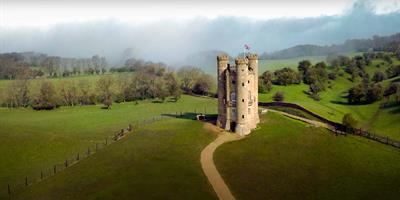 Aerial view over the Broadway Tower, Cotswolds