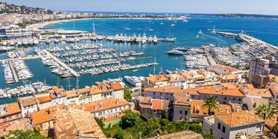 Panoramic view of Cannes port, France ?400x200;crop