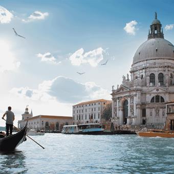 Cathedral of Santa Maria della Salute on Venice Grand Canal