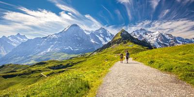couple walking in Grindelwald, Switzerland