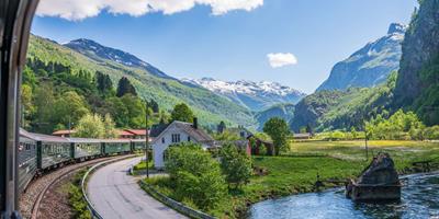 Flåmsbana train from Flåm to Myrdal