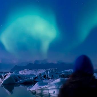 Northern Lights over Jökulsárlón Glacier Lagoon