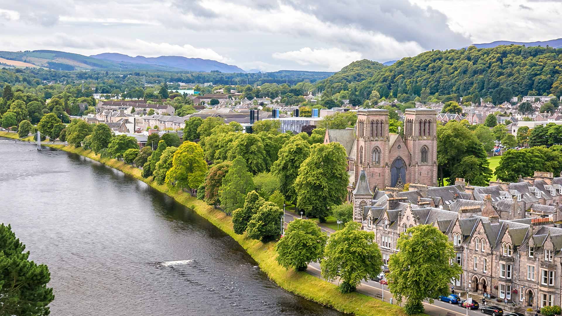 Aerial view of Inverness and the river Ness