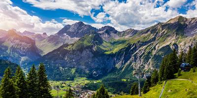 Panoramic view of idyllic mountain scenery in the Alps?400x200;crop