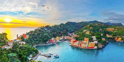 Aerial view of Portofino coastal landscape Liguria Italy?400x200;crop