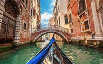 View from gondola in Venice